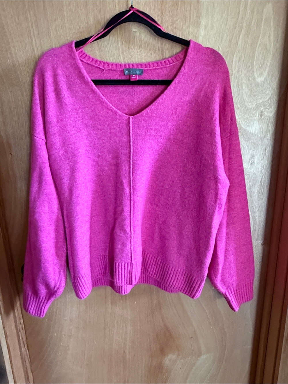 Vince Camuto Bright Pink V-Neck Sweater